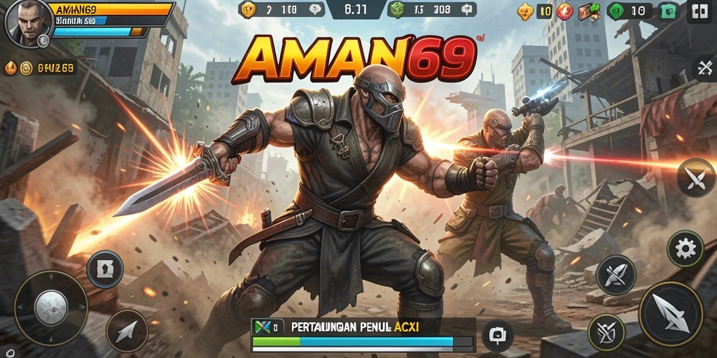 Screenshot gameplay AMAN69 menampilkan aksi pertarungan luar biasa.