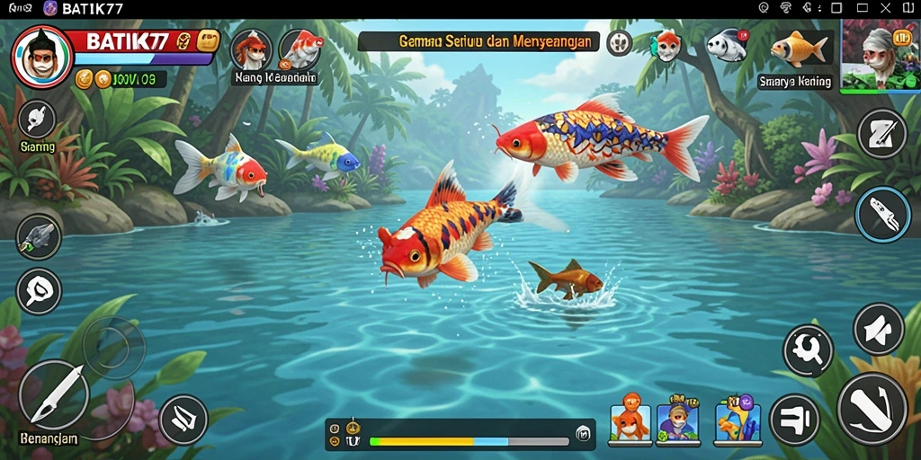 Screenshot gameplay BATIK77 yang menampilkan aksi memancing yang seru.