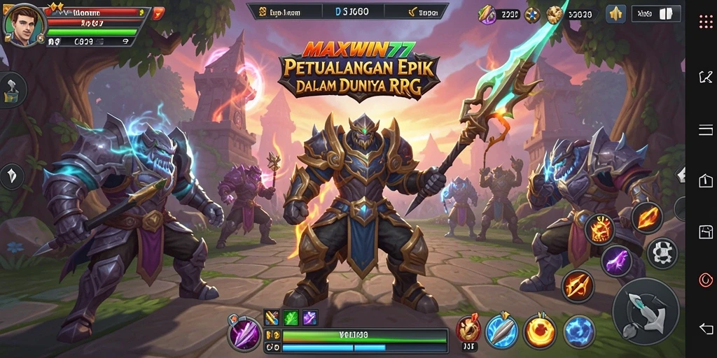 Screenshot gameplay MAXWIN77 menampilkan aksi seru dalam pertempuran RPG.
