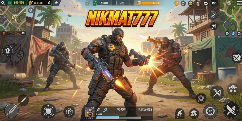 Gameplay seru di NIKMAT777 dengan aksi Battle Royale yang intens.