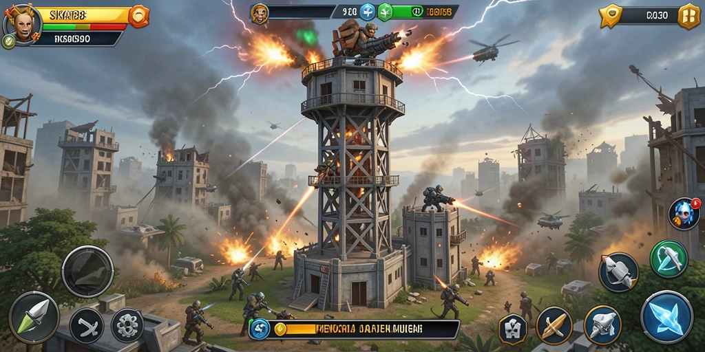 Tampilan gameplay SIKAT88 yang mengasyikkan dalam pertarungan Tower Defense.